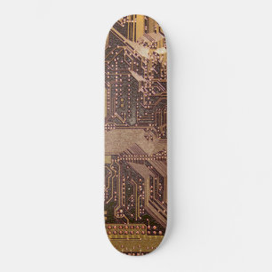 Gouden cyberprintplaat Tech Kunst Elektronica Persoonlijk Skateboard
