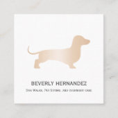 Gouden Dachshund hond Walker Trainer Puppy zitten Vierkante Visitekaartje (Voorkant)