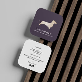 Gouden Dachshund hond Walker Trainer Puppy zitten Vierkante Visitekaartje