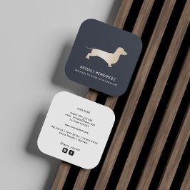 Gouden Dachshund hond Walker Trainer Puppy zitten Vierkante Visitekaartje