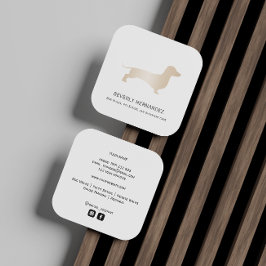 Gouden Dachshund hond Walker Trainer Puppy zitten Vierkante Visitekaartje