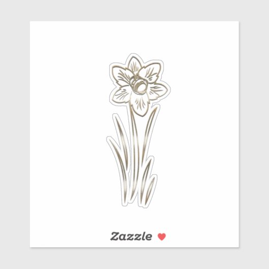 Gouden Daffodil Bloem Sticker (Vel)