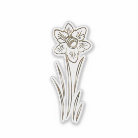 Gouden Daffodil Bloem Sticker (Voorkant)