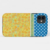 Gouden Daffodils en Blauwe Polka Dots Case-Mate iPhone Case (Achterkant (horizontaal))