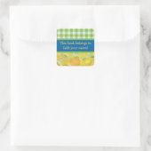 Gouden Daffodils en Gingham Boekplaten Vierkante Sticker (Tas)