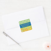 Gouden Daffodils en Gingham Boekplaten Vierkante Sticker (Envelop)