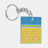 Gouden Daffodils in een team met Blauwe Witte Polk Sleutelhanger (Voorkant Links)