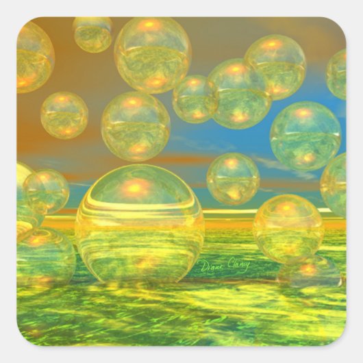 Gouden Dagen - Geel & Azure Tranquility Vierkante Sticker (Voorkant)