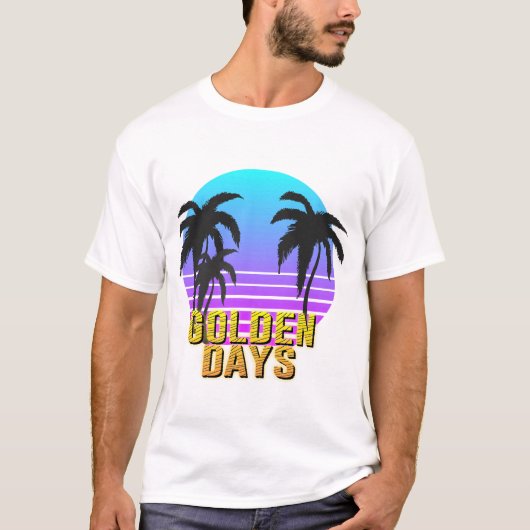 Gouden Dagen Retro Zonsondergang T-shirt (Voorkant)