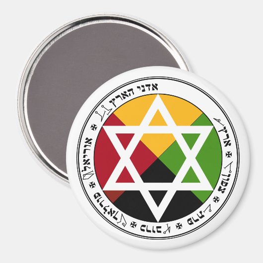 Gouden Dageraad Aarde Pentakel op Wit Magneet (Voorkant / Achterkant)