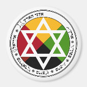 Gouden Dageraad Aarde Pentakel op Wit Magneet (Voorkant)