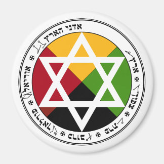 Gouden Dageraad Aarde Pentakel op Wit Magneet