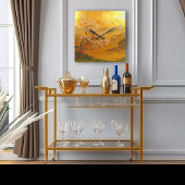 Gouden Dageraad: Elegant Aziatisch-geïnspireerd Vierkante Klok