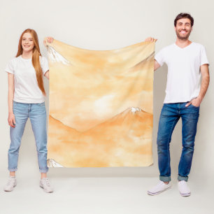Gouden dageraad over Mount Fuji – Waterverf zonsop Fleece Deken