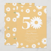 Gouden Daisy 50ste verjaardag uitnodiging (Voorkant / Achterkant)