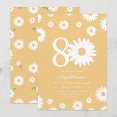 Gouden Daisy 80ste verjaardag uitnodiging (Voorkant / Achterkant)