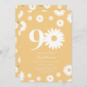 Gouden Daisy 90ste verjaardag uitnodiging (Voorkant / Achterkant)