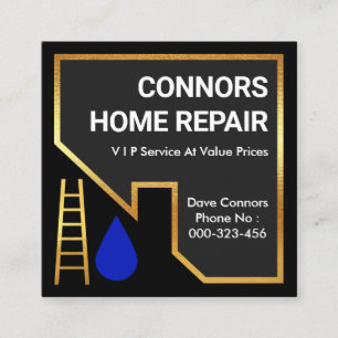 Gouden Dak Gebouw Home Reparaties Vierkante Visitekaartje