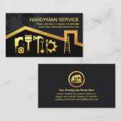 Gouden Dak Handyman Gereedschap Verf Splatter Visitekaartje (Voorkant / Achterkant)