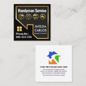 Gouden Dak Handyman Tools Building Vierkante Visitekaartje (Voorkant / Achterkant)