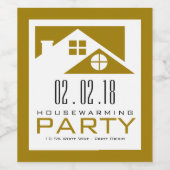 Gouden dak, Housewarming Party Wijn Etiket (Enkel label)