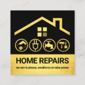 Gouden Dak Lijst Handyman Gereedschap Vierkante Visitekaartje (Voorkant)