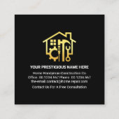 Gouden Dak Lijst Handyman Gereedschap Vierkante Visitekaartje (Achterkant)