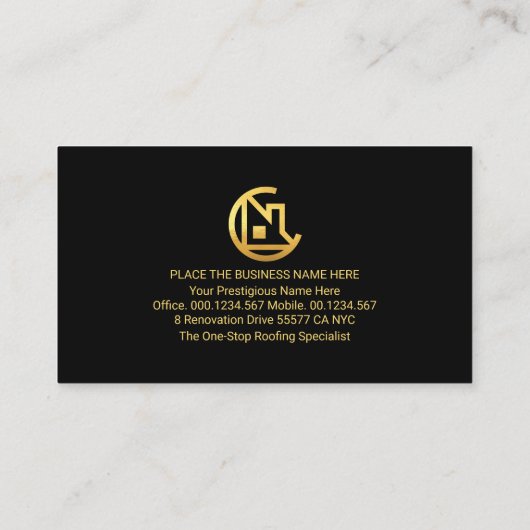 Gouden dakbedekking bouwer visitekaartje (Achterkant)