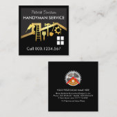 Gouden Dakgebouw Handyman Tools Vierkante Visitekaartje (Voorkant / Achterkant)