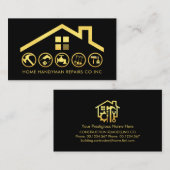 Gouden Dakgebouw Handyman Tools Visitekaartje (Voorkant / Achterkant)