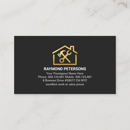 Gouden Dakverf Splatter Remodelling Visitekaartje (Achterkant)