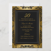 Gouden Damask 50ste Huwelijksjubileum Uitnodiging (Achterkant)
