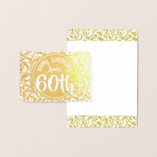 Gouden Damask 60e verjaardag Gepersonaliseerde HGC Folie Kaarten (Display)