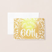 Gouden Damask 60e verjaardag Gepersonaliseerde HGC Folie Kaarten (Voorkant met envelop)