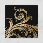 Gouden Damask Barokke Swirl Vierkante Visitekaartje (Achterkant)