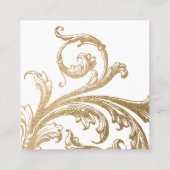 Gouden Damask Barokke Swirl Vierkante Visitekaartje (Achterkant)
