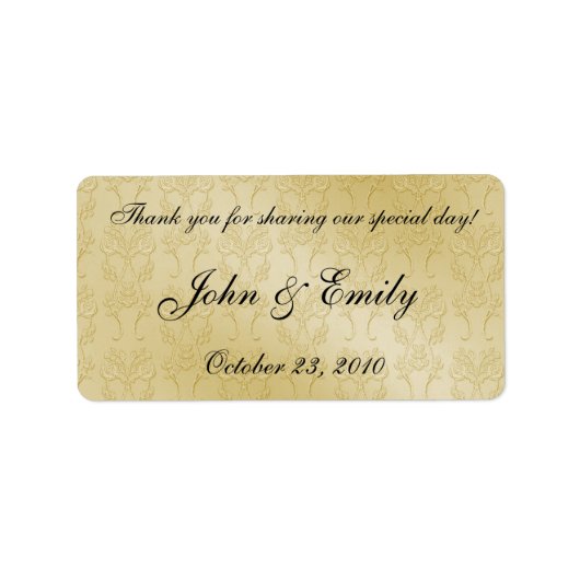 Gouden Damask Bruiloft Favor Labels (Voorkant)
