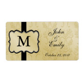 Gouden Damask Bruiloft Favor Labels (Voorkant)