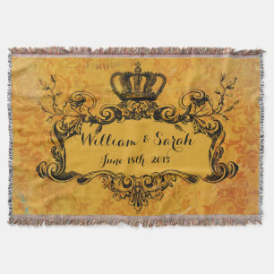 Gouden Damask Custom Wedding Royal Crown Throw Deken