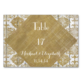 gouden Damask en White Wood Wedding Kaart