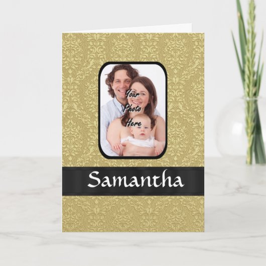 Gouden damask fotosjabloon kaart (Voorkant)