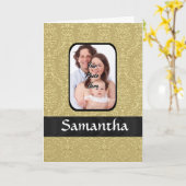 Gouden damask fotosjabloon kaart (Gele Bloem)