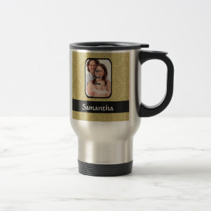 Gouden damask fotosjabloon reisbeker