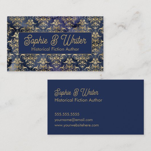  gouden Damask Historische Fictie Auteur Visitekaartje (Voorkant / Achterkant)