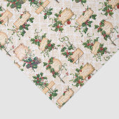 Gouden Damask, Kerstgroeten & Holly Tissuepapier (Detail)