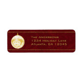 Gouden Damask Kerstversiering op Garnett Etiket (Voorkant)