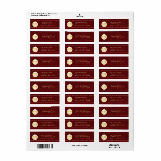 Gouden Damask Kerstversiering op Garnett Etiket (Full Sheet)