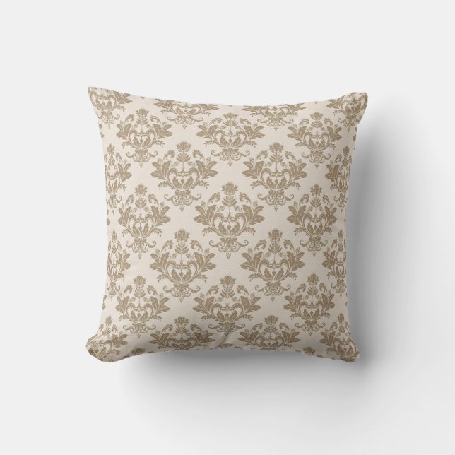 Gouden Damask Ontwerp Decoratief Kussen (Voorkant)