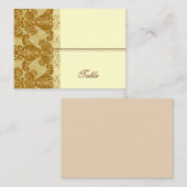 Gouden Damask Place Card - Huwelijksfeest Plaatskaartje (Voorkant / Achterkant)