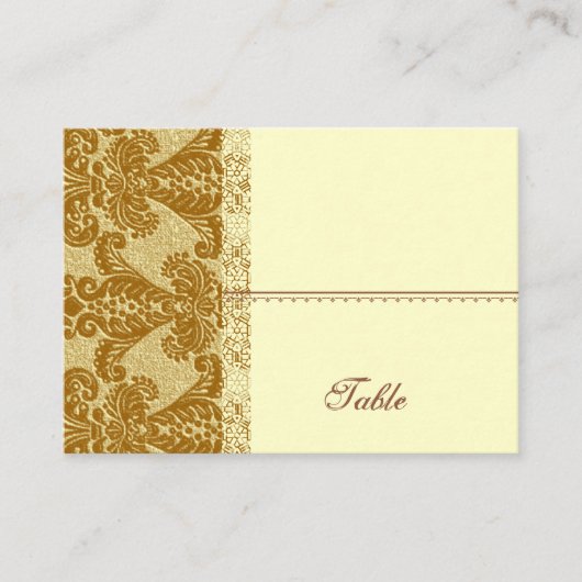 Gouden Damask Place Card - Huwelijksfeest Plaatskaartje (Voorkant)